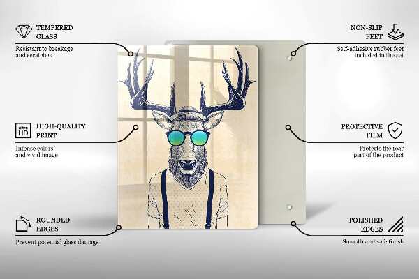 Üveg vágódeszka Szarvas ember illusztráció