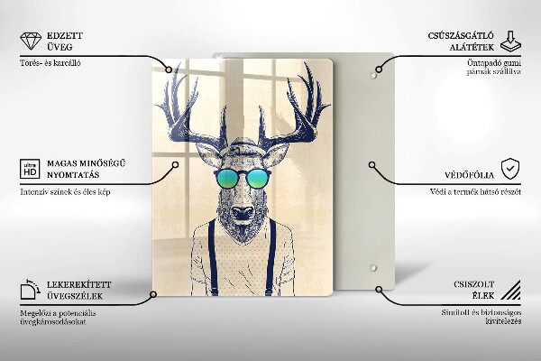 Üveg vágódeszka Szarvas ember illusztráció