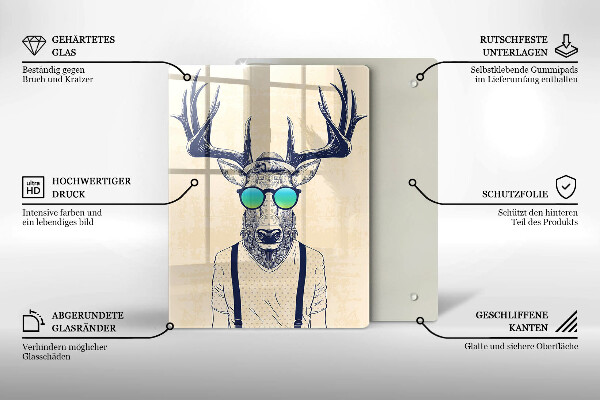 Üveg vágódeszka Szarvas ember illusztráció