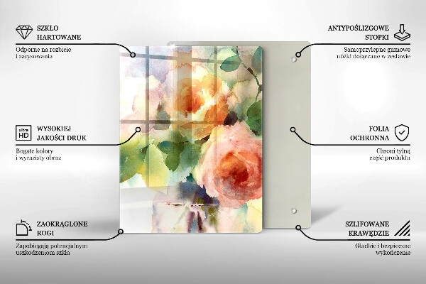 Üveg vágódeszka Festett virágok