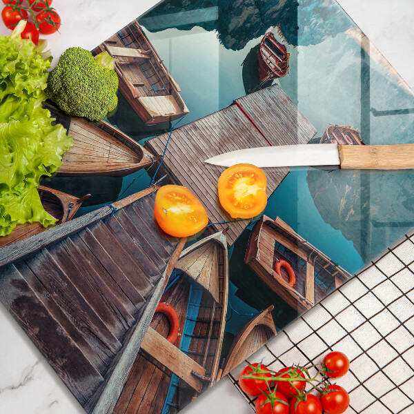 Üveg vágódeszka Csónakok a tavon