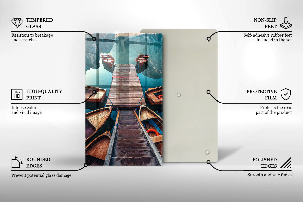 Üveg vágódeszka Csónakok a tavon