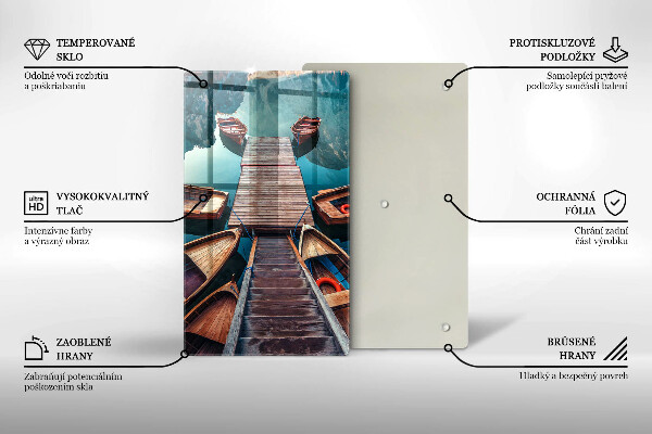 Üveg vágódeszka Csónakok a tavon