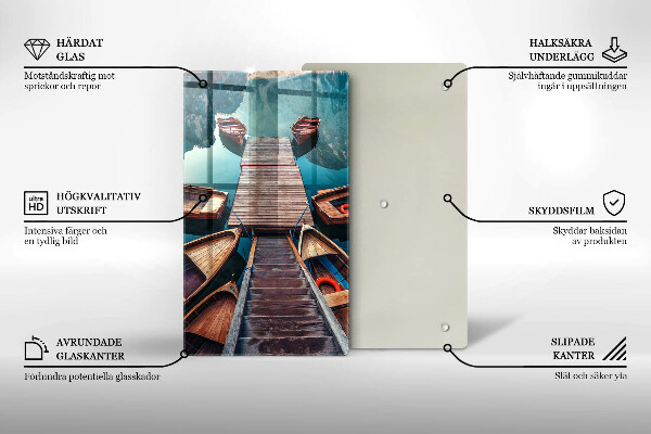 Üveg vágódeszka Csónakok a tavon