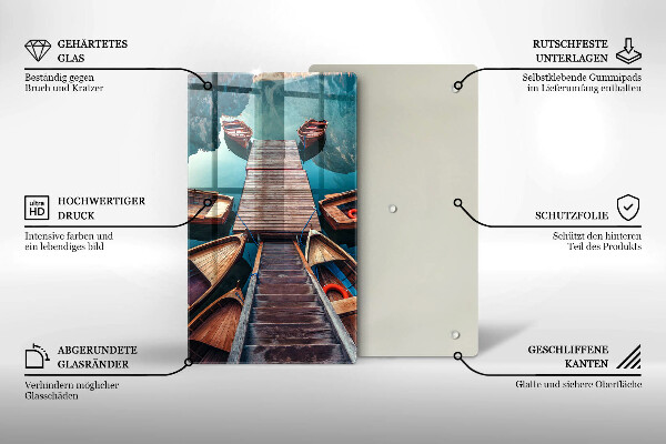 Üveg vágódeszka Csónakok a tavon