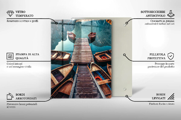 Üveg vágódeszka Csónakok a tavon