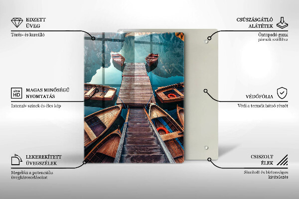 Üveg vágódeszka Csónakok a tavon