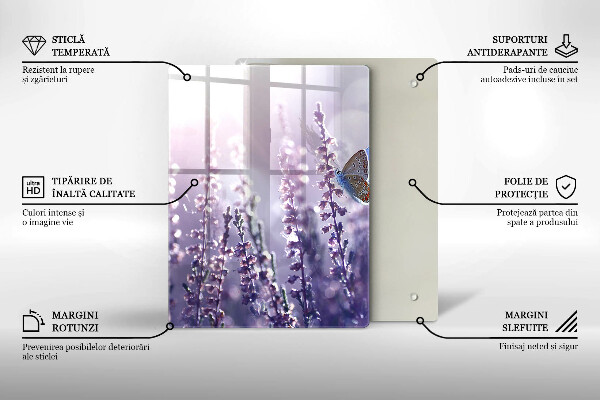 Üveg vágódeszka Vadvirágok és a pillangó