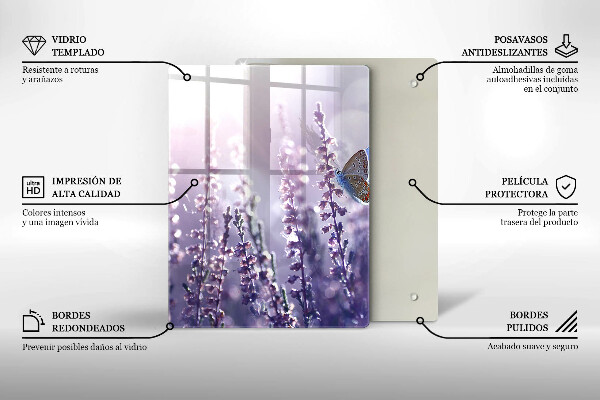 Üveg vágódeszka Vadvirágok és a pillangó