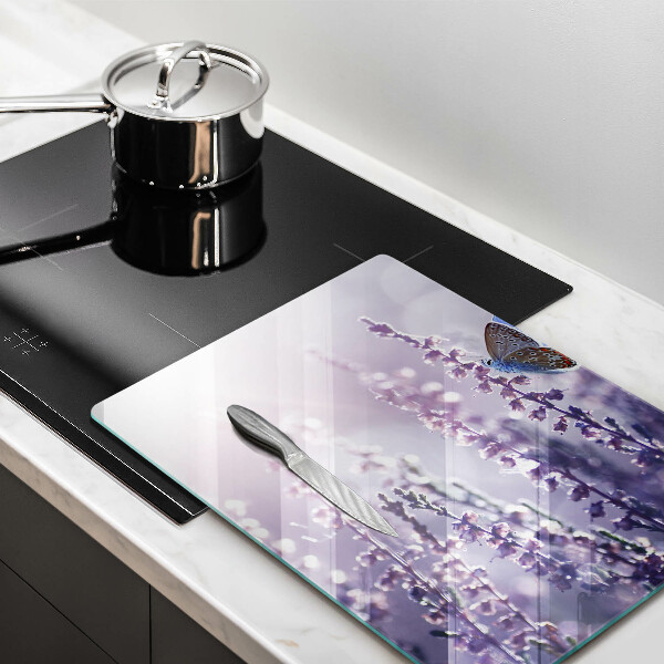 Üveg vágódeszka Vadvirágok és a pillangó