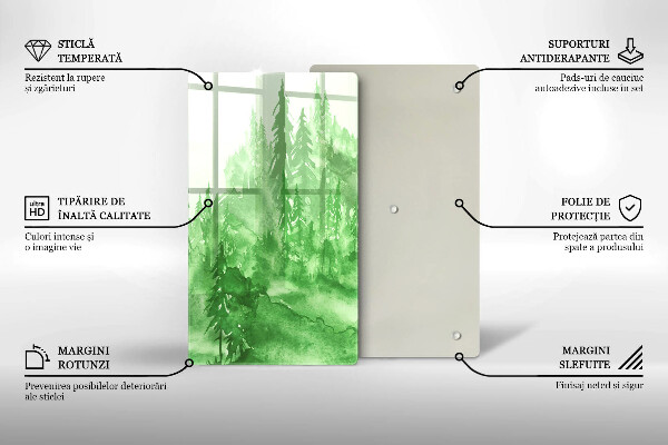 Üveg vágódeszka Festett erdő