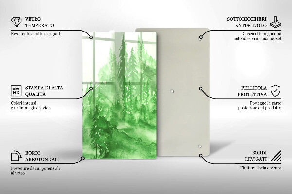 Üveg vágódeszka Festett erdő