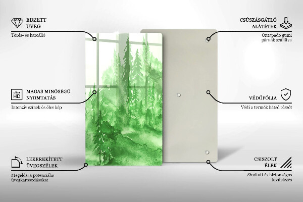 Üveg vágódeszka Festett erdő