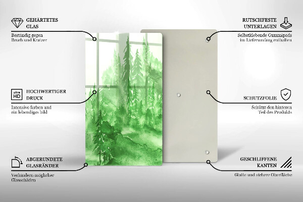 Üveg vágódeszka Festett erdő