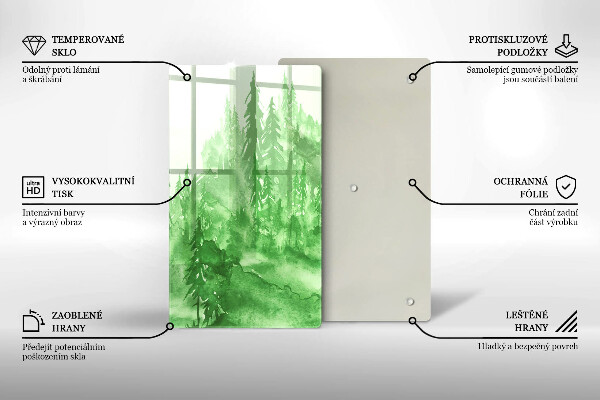 Üveg vágódeszka Festett erdő