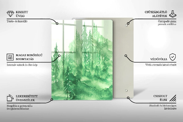 Üveg vágódeszka Festett erdő