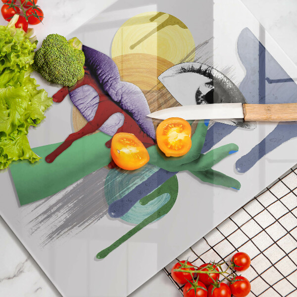 Üveg vágódeszka Art absztrakt kollázs
