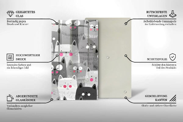 Üveg vágódeszka Macskák illusztráció