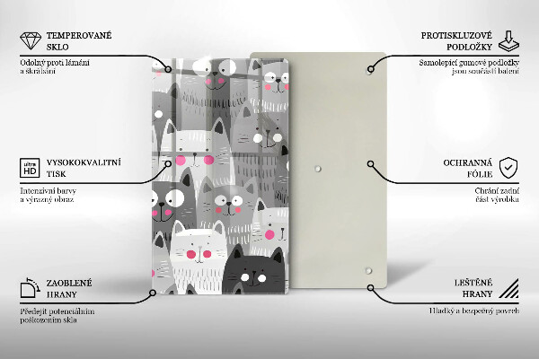 Üveg vágódeszka Macskák illusztráció