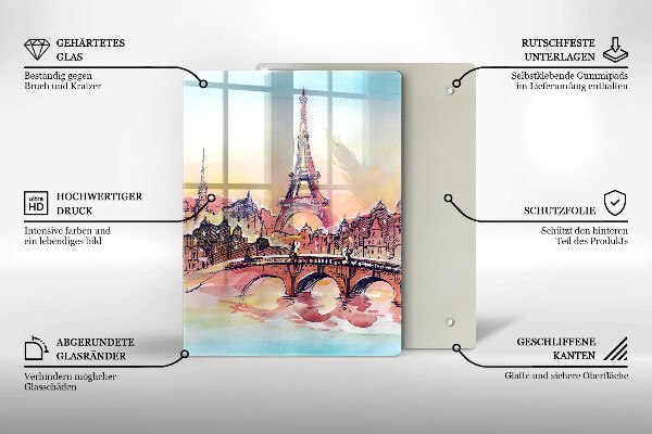 Üveg vágódeszka Párizs Eiffel-torony tája