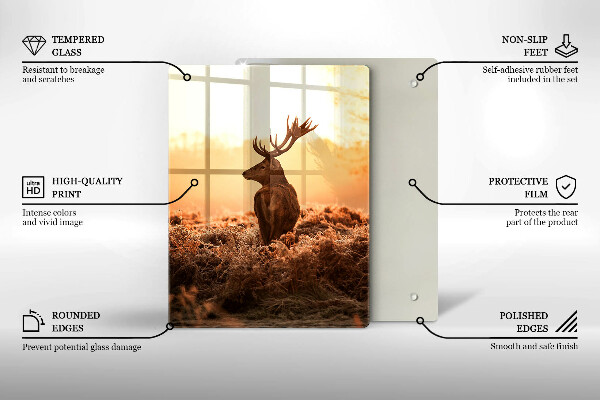 Üveg vágódeszka Szarvas a mezőn