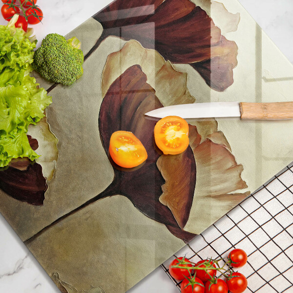 Üveg vágódeszka Festett boho virágok