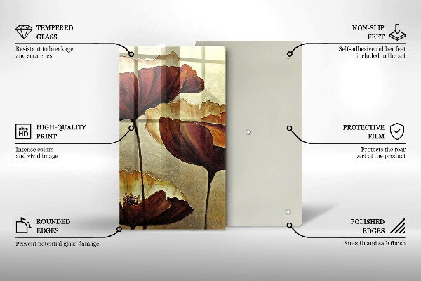 Üveg vágódeszka Festett boho virágok