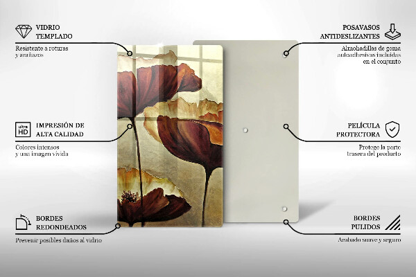 Üveg vágódeszka Festett boho virágok