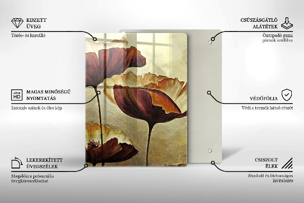 Üveg vágódeszka Festett boho virágok