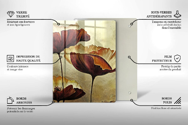 Üveg vágódeszka Festett boho virágok