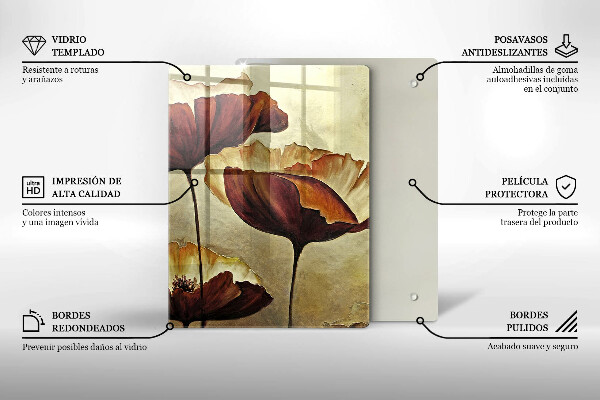 Üveg vágódeszka Festett boho virágok