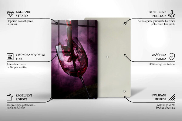 Üveg vágódeszka Egy pohár bor