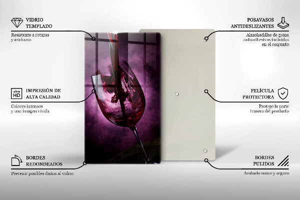 Üveg vágódeszka Egy pohár bor