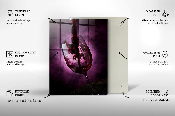 Üveg vágódeszka Egy pohár bor