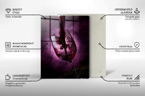 Üveg vágódeszka Egy pohár bor