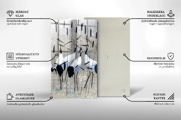 Üveg vágódeszka Japán daruk