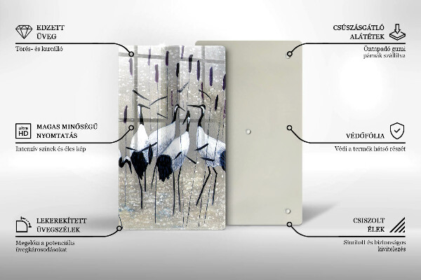 Üveg vágódeszka Japán daruk