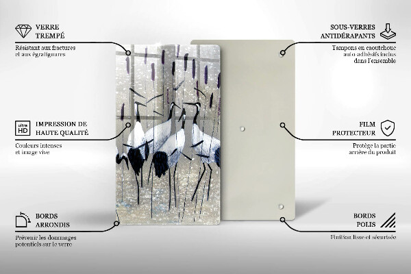 Üveg vágódeszka Japán daruk