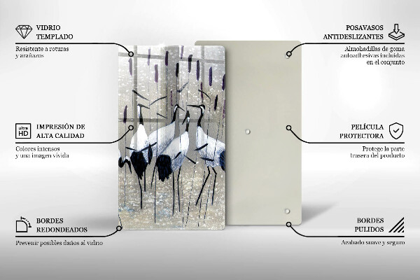 Üveg vágódeszka Japán daruk