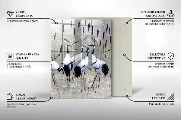 Üveg vágódeszka Japán daruk