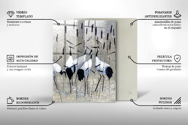 Üveg vágódeszka Japán daruk