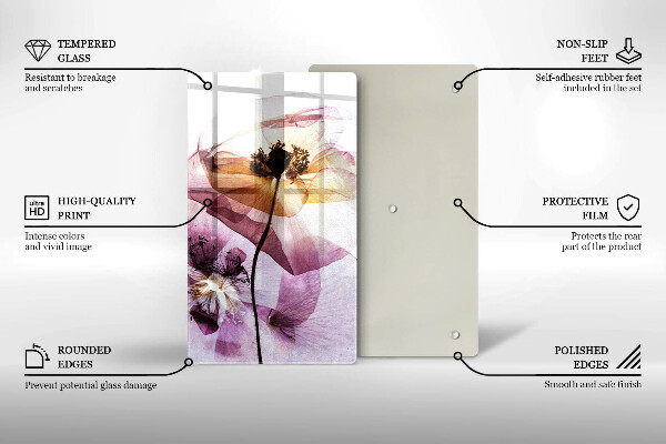 Üveg vágódeszka Finom virágok