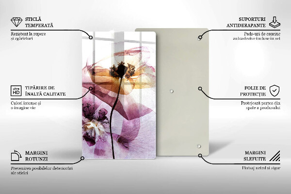 Üveg vágódeszka Finom virágok