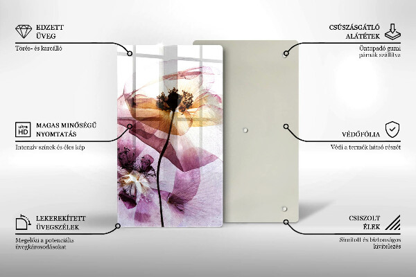 Üveg vágódeszka Finom virágok