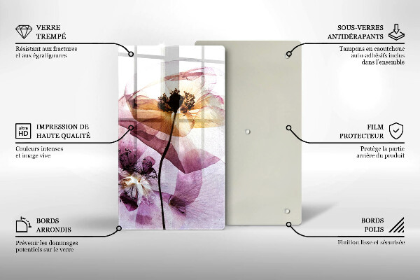 Üveg vágódeszka Finom virágok