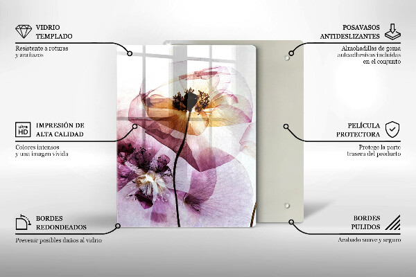 Üveg vágódeszka Finom virágok