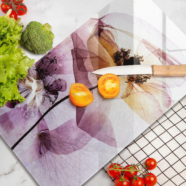 Üveg vágódeszka Finom virágok