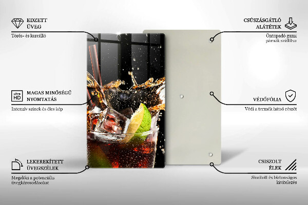 Üveg vágódeszka Igyál jéggel