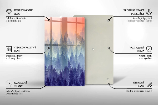 Üveg vágódeszka Erdő naplementekor