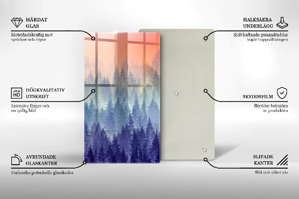 Üveg vágódeszka Erdő naplementekor